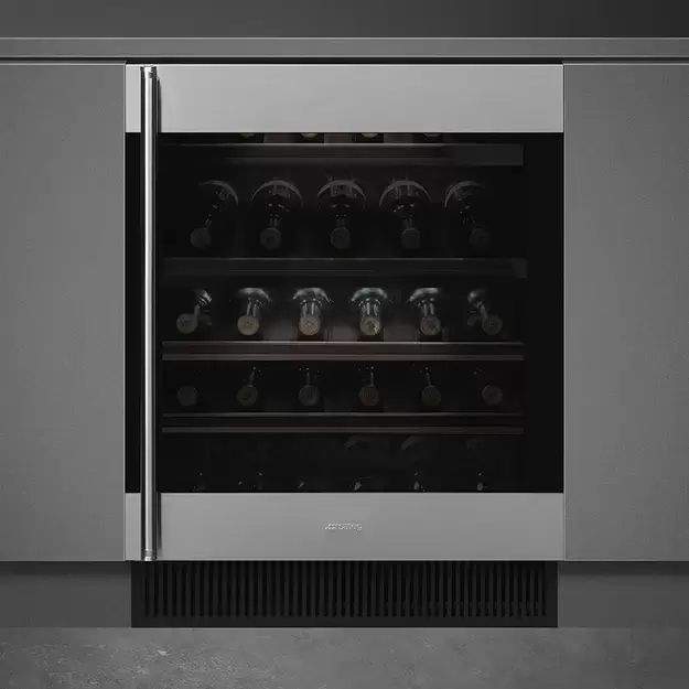 SMEG CVI338RX3 Холодильный шкаф для вина встраиваемый, высота 82 см, петли справа, нержавеющая сталь