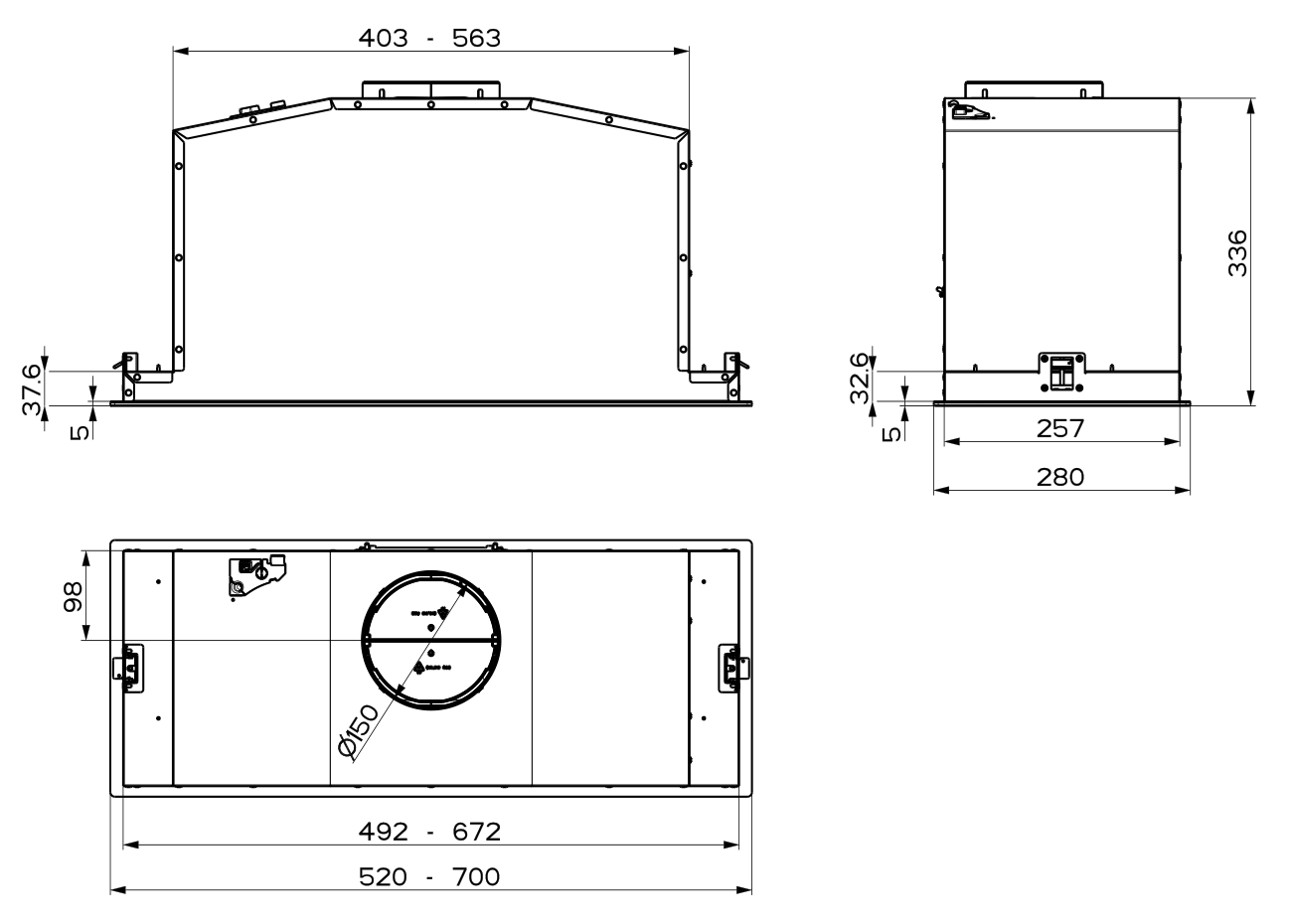 Вытяжка встраиваемая Faber BI-AIR KL A70