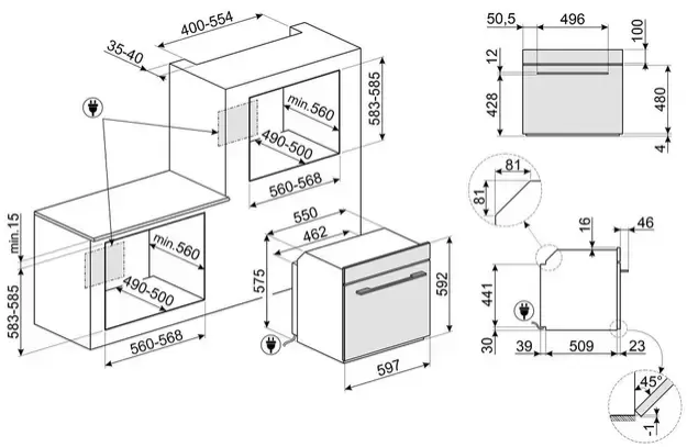 SMEG SO6102TG Многофункциональный духовой шкаф, 60 см, 10 функций, стекло Neptune grey